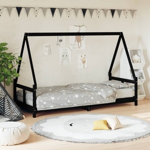 vidaXL, vidaXL Kinderbett Schwarz 80x200 cm Massivholz Kiefer, vidaXL Kinderbett Schwarz 80x200 cm Massivholz Kiefer