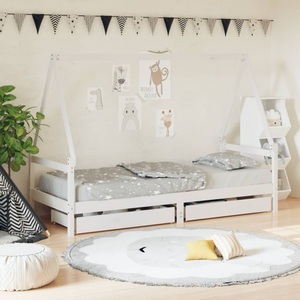 vidaXL, vidaXL Kinderbett mit Schubladen Weiß 90x190 cm Massivholz Kiefer, 