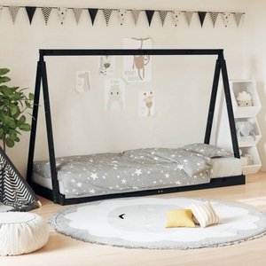 vidaXL, vidaXL Kinderbett Schwarz 80x200 cm Massivholz Kiefer, vidaXL Kinderbett Schwarz 80x200 cm Massivholz Kiefer
