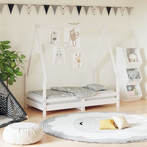 vidaXL, vidaXL Kinderbett Weiß 70x140 cm Massivholz Kiefer, vidaXL Kinderbett Weiß 70x140 cm Massivholz Kiefer