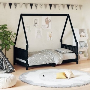 vidaXL, vidaXL Kinderbett Schwarz 80x160 cm Massivholz Kiefer, 