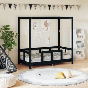 vidaXL, vidaXL Kinderbett Schwarz 70x140 cm Massivholz Kiefer, vidaXL Kinderbett Schwarz 70x140 cm Massivholz Kiefer