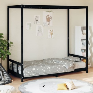 vidaXL, vidaXL Kinderbett Schwarz 90x190 cm Massivholz Kiefer, vidaXL Kinderbett Schwarz 90x190 cm Massivholz Kiefer