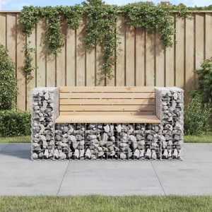 vidaXL, vidaXL Gartenbank aus Gabionen 143x71x65,5 cm Massivholz Kiefer, vidaXL Gartenbank aus Gabionen 143x71x65,5 cm Massivholz Kiefer