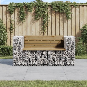 vidaXL, vidaXL Gartenbank aus Gabionen 143x71x65,5 cm Kiefernholz Imprägniert, vidaXL Gartenbank aus Gabionen 143x71x65,5 cm Kiefernholz Imprägniert