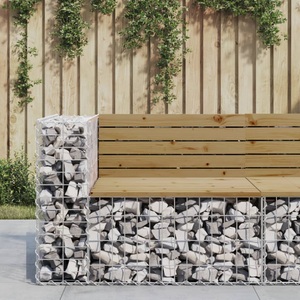 vidaXL Gartenbank aus Gabionen 92x71x65,5 cm Kiefernholz Imprägniert