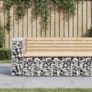 vidaXL, vidaXL Gartenbank aus Gabionen 122x71x65,5 cm Massivholz Kiefer