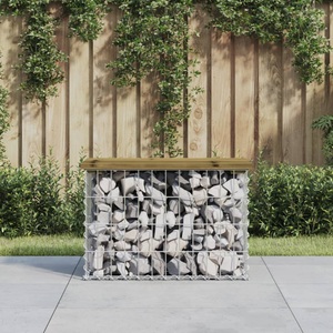 vidaXL, vidaXL Gartenbank aus Gabionen 63x31,5x42 cm Kiefernholz Imprägniert, vidaXL Gartenbank aus Gabionen 63x31,5x42 cm Kiefernholz Imprägniert