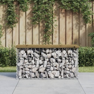 vidaXL, vidaXL Gartenbank aus Gabionen 83x31,5x42 cm Kiefernholz Imprägniert, vidaXL Gartenbank aus Gabionen 83x31,5x42 cm Kiefernholz Imprägniert
