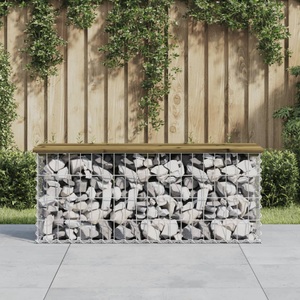 vidaXL, vidaXL Gartenbank aus Gabionen 103x31,5x42 cm Kiefernholz Imprägniert, 