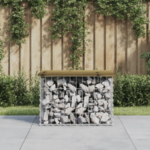 vidaXL, vidaXL Gartenbank aus Gabionen 63x44x42 cm Kiefernholz Imprägniert, vidaXL Gartenbank aus Gabionen 63x44x42 cm Kiefernholz Imprägniert