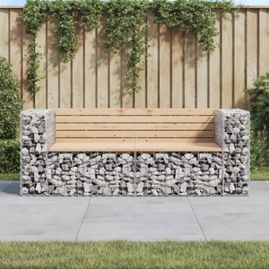 vidaXL, vidaXL Gartenbank aus Gabionen 184x71x65,5 cm Massivholz Kiefer
