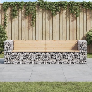 vidaXL, vidaXL Gartenbank aus Gabionen 244x71x65,5 cm Massivholz Kiefer, VidaXL - Gartenbank kiefernholz, One Size, Braun