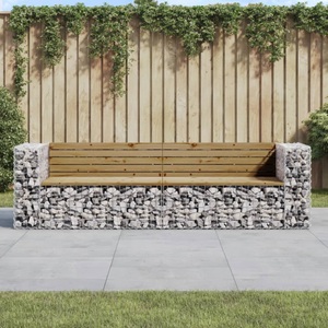 vidaXL, vidaXL Gartenbank aus Gabionen 244x71x65,5 cm Kiefernholz Imprägniert, VidaXL - Gartenbank imprägniertes kiefernholz, One Size, Braun