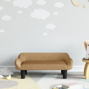 vidaXL, vidaXL Kindersofa Braun 70x40x24 cm Samt, vidaXL Kindersofa Braun 70x40x24 cm Samt