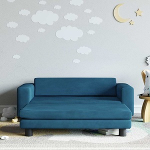 vidaXL, vidaXL Kindersofa mit Hocker Blau 100x50x30 cm Samt