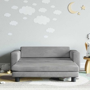 vidaXL, vidaXL Kindersofa mit Hocker Hellgrau 100x50x30 cm Samt