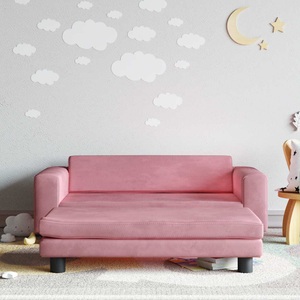 vidaXL, vidaXL Kindersofa mit Hocker Rosa 100x50x30 cm Samt