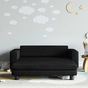 vidaXL, vidaXL Kindersofa mit Hocker Schwarz 100x50x30 cm Samt