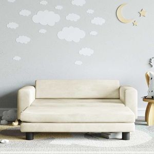 vidaXL, vidaXL Kindersofa mit Hocker Creme 100x50x30 cm Samt