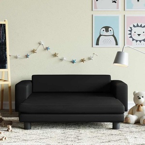 vidaXL, vidaXL Kindersofa mit Hocker Schwarz 100x50x30 cm Kunstleder