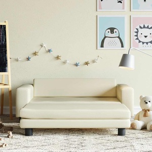 vidaXL, vidaXL Kindersofa mit Hocker Creme 100x50x30 cm Kunstleder
