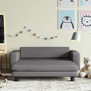 vidaXL, vidaXL Kindersofa mit Hocker Grau 100x50x30 cm Kunstleder