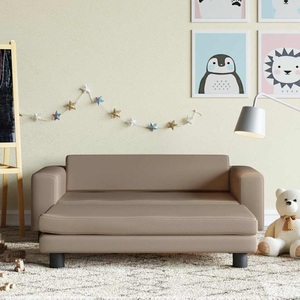 vidaXL, vidaXL Kindersofa mit Hocker Cappuccino-Braun 100x50x30 cm Kunstleder