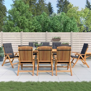 vidaXL, vidaXL Gartenstühle mit Auflagen 8 Stk. Massivholz Teak, vidaXL Gartenstühle mit Auflagen 8 Stk. Massivholz Teak