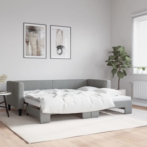 vidaXL, vidaXL Tagesbett Ausziehbar Hellgrau 80x200 cm Stoff