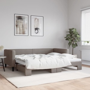 vidaXL, vidaXL Tagesbett Ausziehbar Taupe 90x200 cm Stoff, vidaXL Tagesbett Ausziehbar Taupe 90x200 cm Stoff