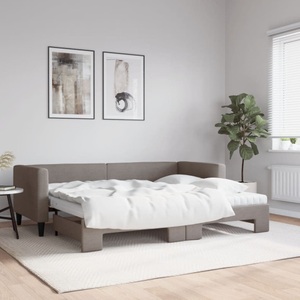 vidaXL, vidaXL Tagesbett Ausziehbar mit Matratzen Taupe 80x200 cm Stoff