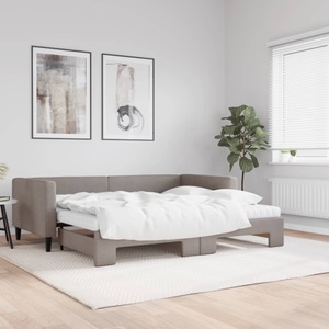 vidaXL, vidaXL Tagesbett Ausziehbar mit Matratzen Taupe 90x200 cm Stoff