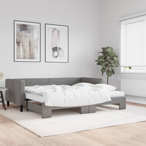 vidaXL, vidaXL Tagesbett Ausziehbar mit Matratzen Dunkelgrau 90x190 cm Stoff