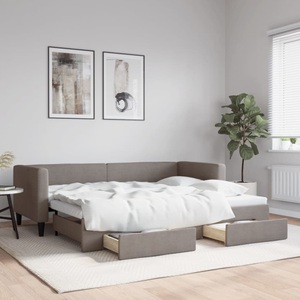 vidaXL, vidaXL Tagesbett Ausziehbar mit Schubladen Taupe 80x200 cm Stoff