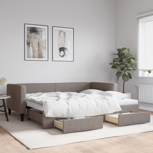vidaXL, vidaXL Tagesbett Ausziehbar mit Schubladen Taupe 90x200 cm Stoff