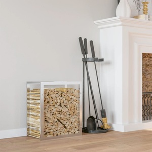 vidaXL, vidaXL Brennholzregal 80x28x86 cm Edelstahl, vidaXL Brennholzregal 80x28x86 cm Edelstahl