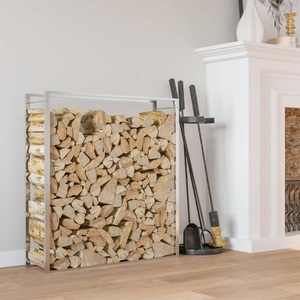 vidaXL, vidaXL Brennholzregal 110x28x116 cm Edelstahl, vidaXL Brennholzregal 110x28x116 cm Edelstahl