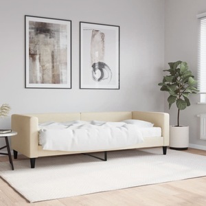 vidaXL, vidaXL Tagesbett mit Matratze Creme 80x200 cm Stoff, vidaXL Tagesbett mit Matratze Creme 80x200 cm Stoff