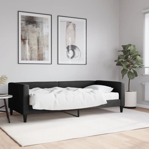 vidaXL, vidaXL Tagesbett mit Matratze Schwarz 90x200 cm Stoff, vidaXL Tagesbett mit Matratze Schwarz 90x200 cm Stoff