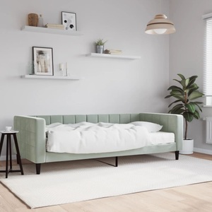 vidaXL, vidaXL Tagesbett mit Matratze Hellgrau 90x200 cm Samt