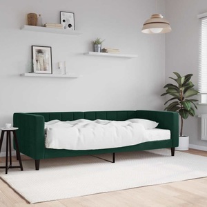vidaXL, vidaXL Tagesbett mit Matratze Dunkelgrün 90x200 cm Samt