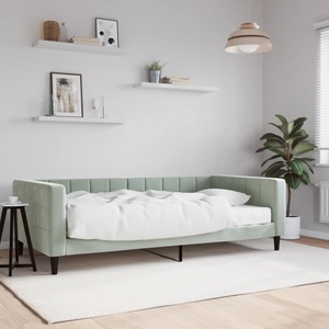 vidaXL, vidaXL Tagesbett mit Matratze Hellgrau 100x200 cm Samt