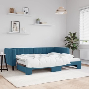 vidaXL, vidaXL Tagesbett Ausziehbar Blau 80x200 cm Samt, vidaXL Tagesbett Ausziehbar Blau 80x200 cm Samt