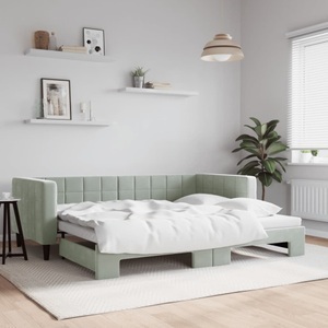 vidaXL, vidaXL Tagesbett Ausziehbar Hellgrau 90x200 cm Samt