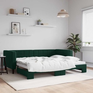 vidaXL, vidaXL Tagesbett Ausziehbar Dunkelgrün 90x200 cm Samt
