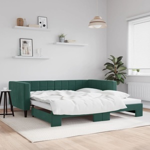 vidaXL, vidaXL Tagesbett Ausziehbar Dunkelgrün 100x200 cm Samt, vidaXL Tagesbett Ausziehbar Dunkelgrün 100x200 cm Samt