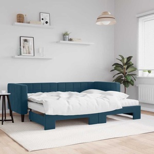 vidaXL, vidaXL Tagesbett Ausziehbar mit Matratzen Blau 80x200 cm Samt