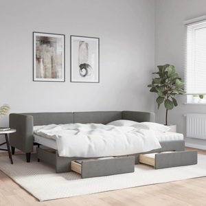 vidaXL, vidaXL Tagesbett Ausziehbar mit Schubladen Dunkelgrau 80x200 cm Stoff