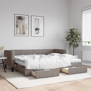 vidaXL, vidaXL Tagesbett Ausziehbar mit Schubladen Taupe 80x200 cm Stoff